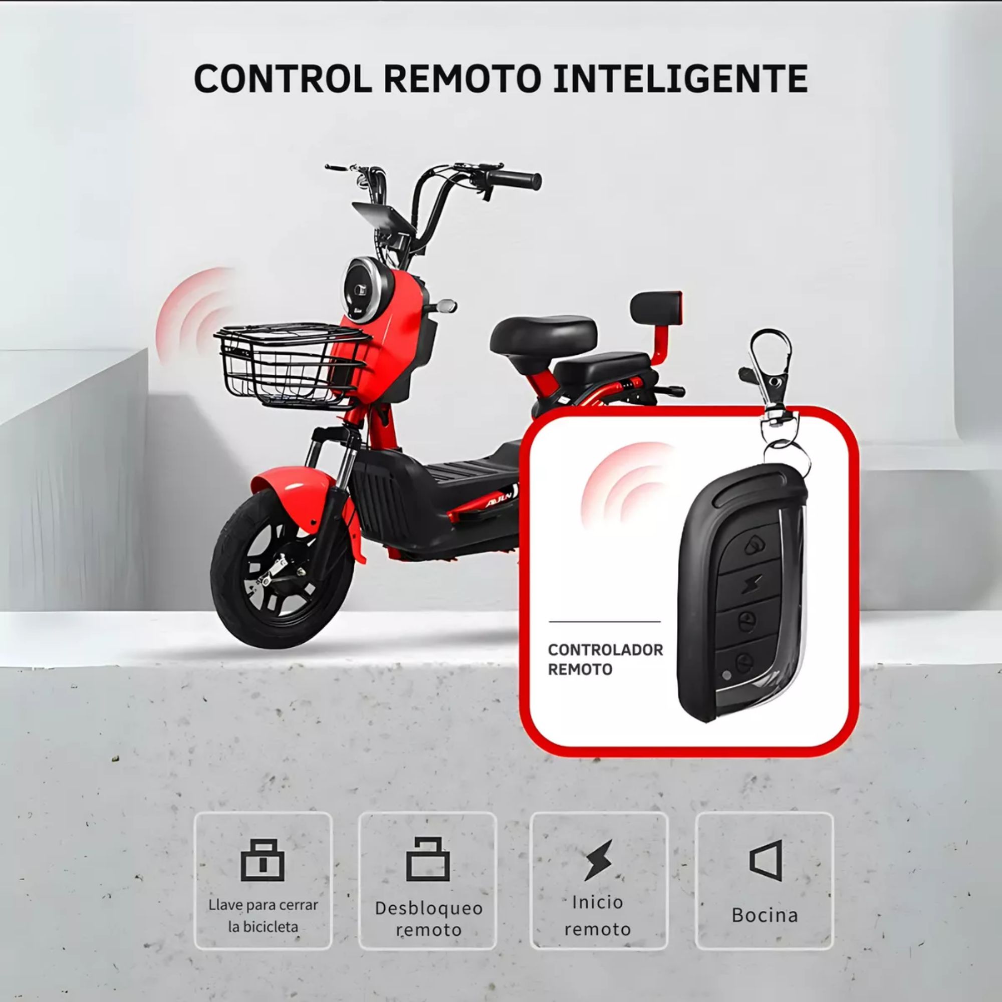 Moto Bicicleta Electrica 500w 30km/h Recargable 2 Asientos Color Negro