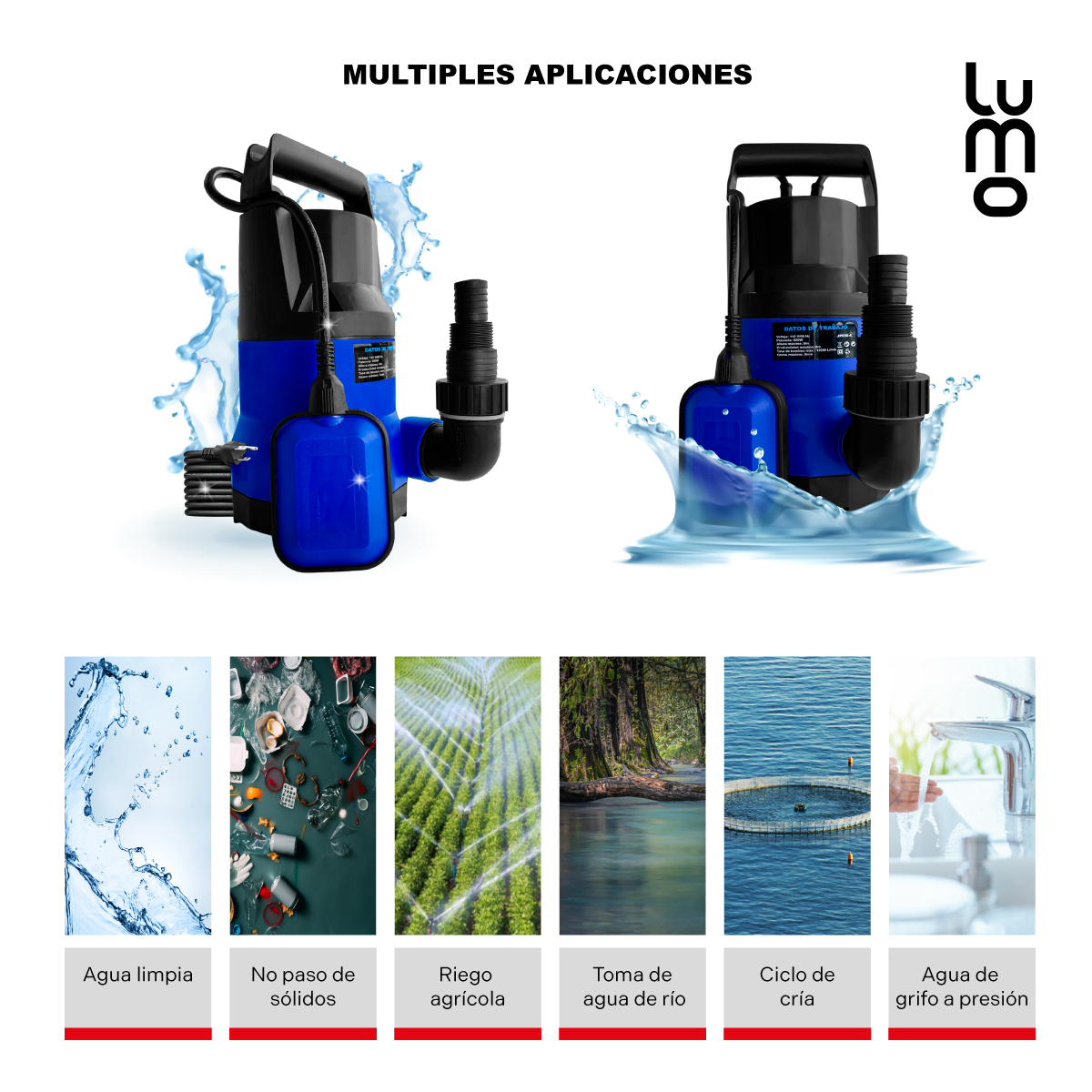 Bomba sumergible Plastica 1 HP Agua Limpia Muy Potente