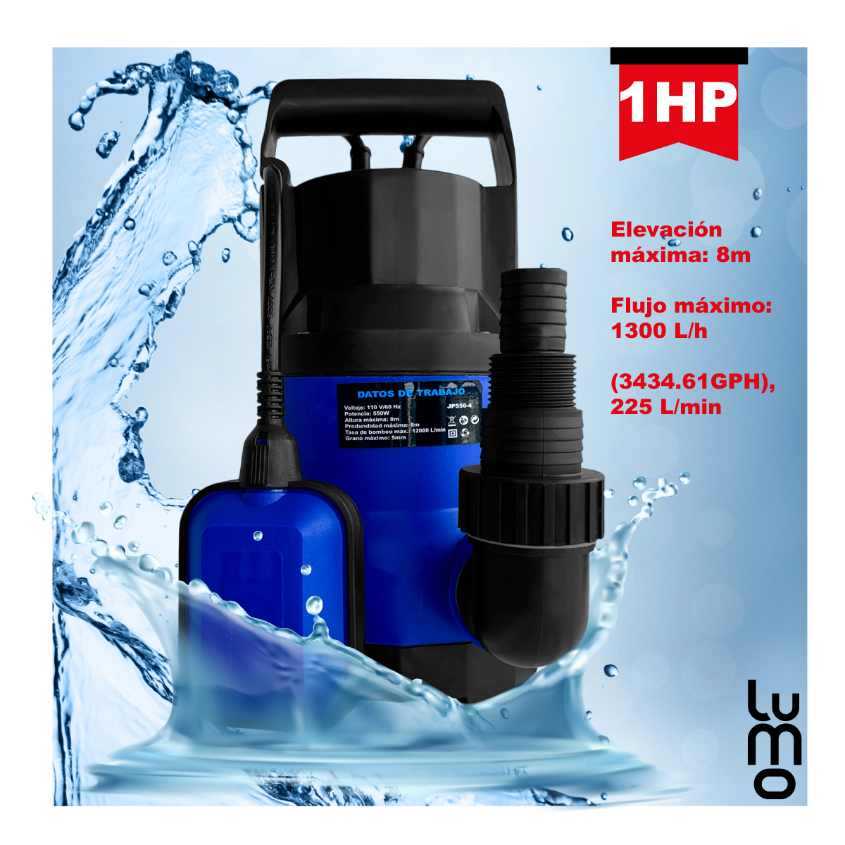 Bomba sumergible Plastica 1 HP Agua Limpia Muy Potente