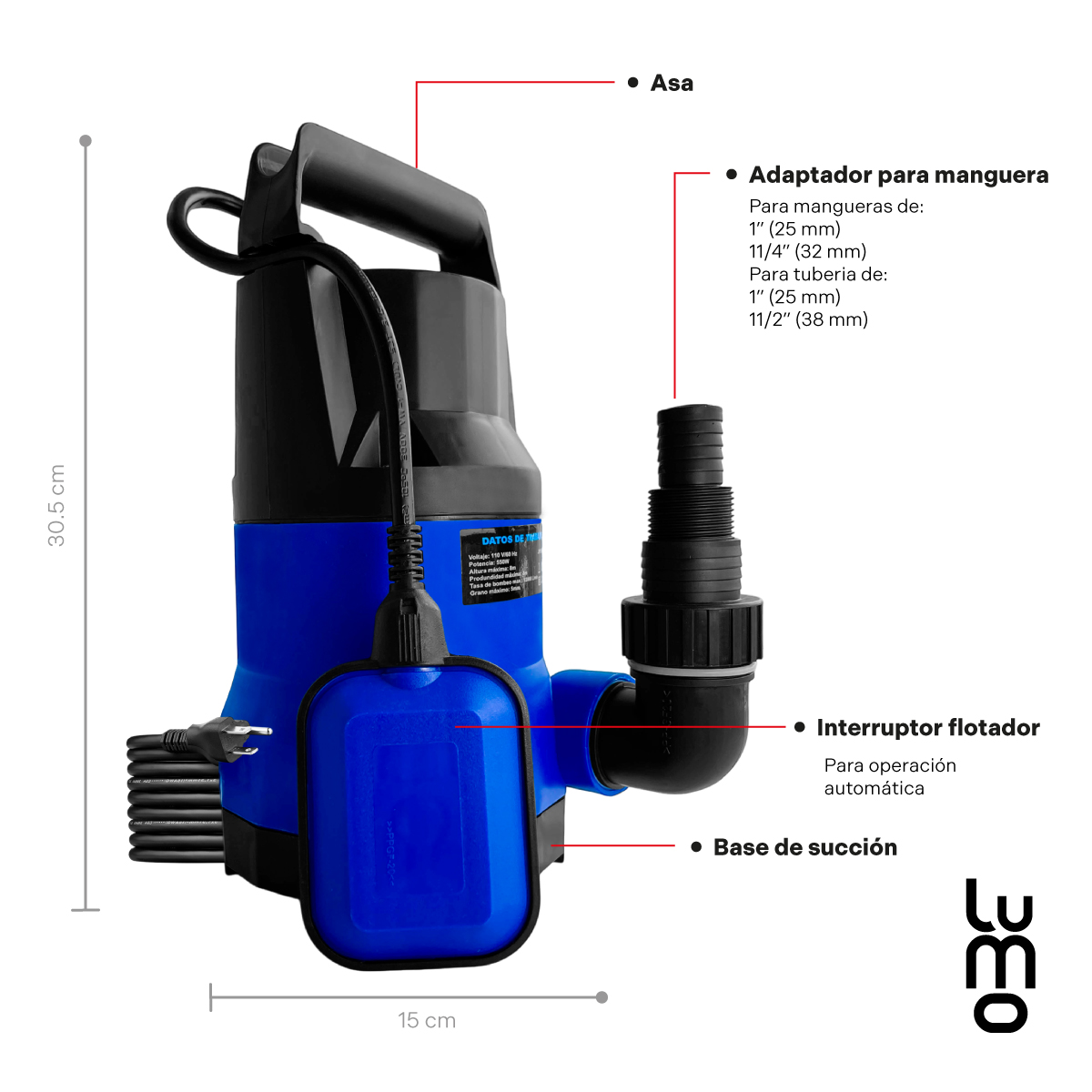 Bomba sumergible Plastica 1 HP Agua Limpia Muy Potente