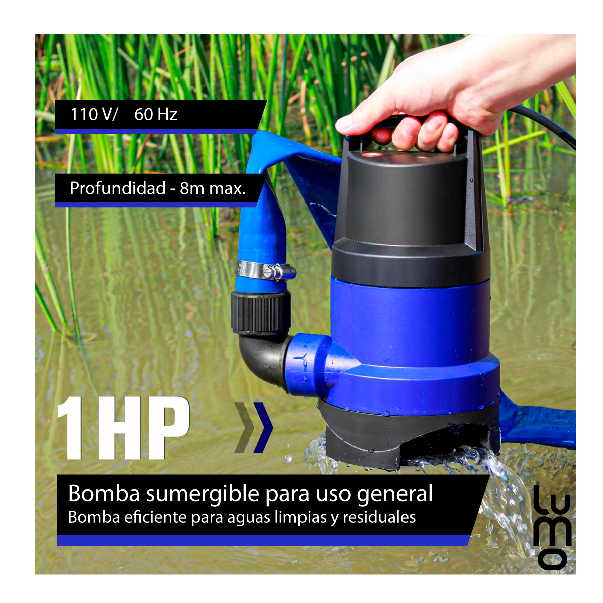 Bomba sumergible Plastica 1 HP Agua Limpia Muy Potente