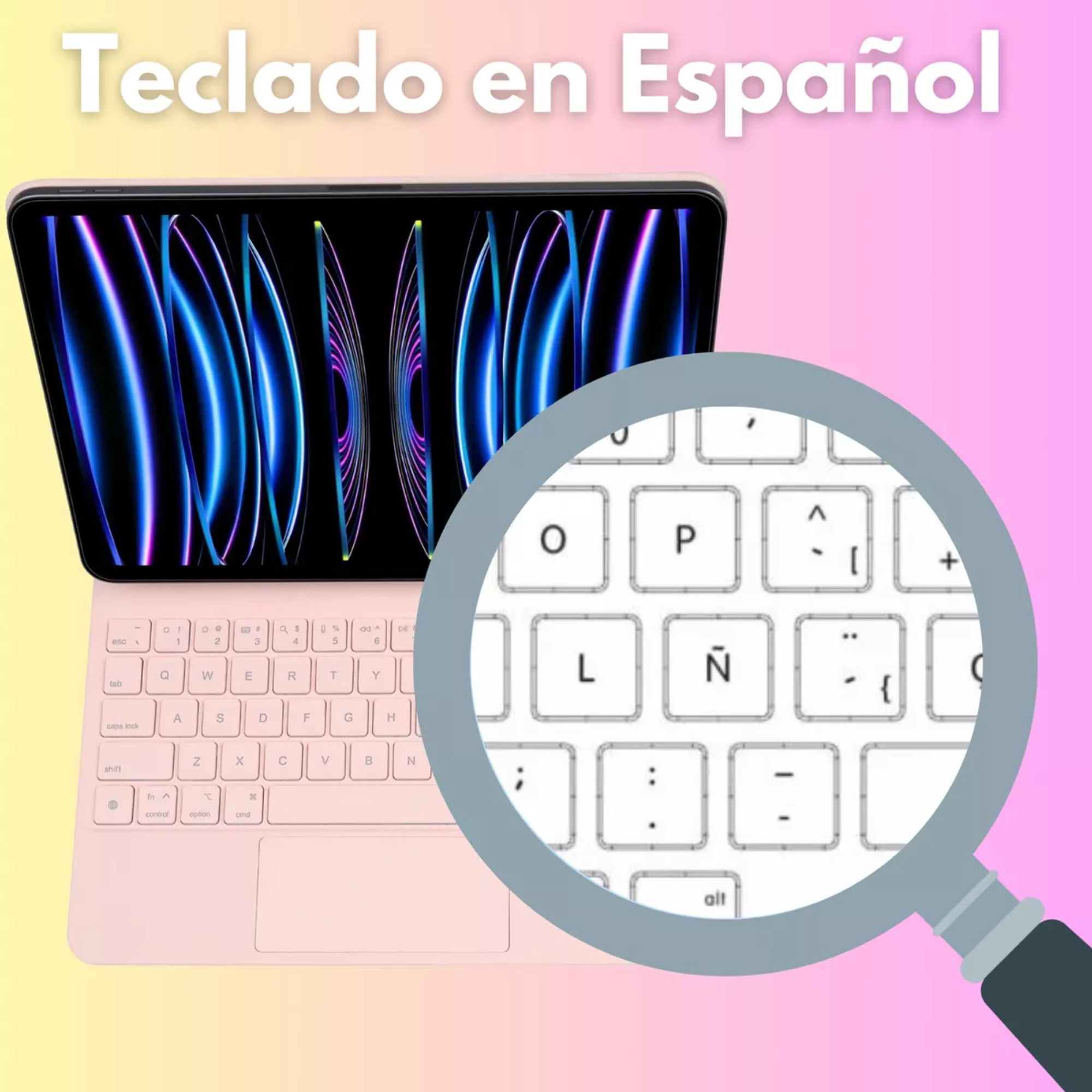 Funda Magic Keyboard Para iPad Mini 6/7 8.3 Teclado Español Color Rosa