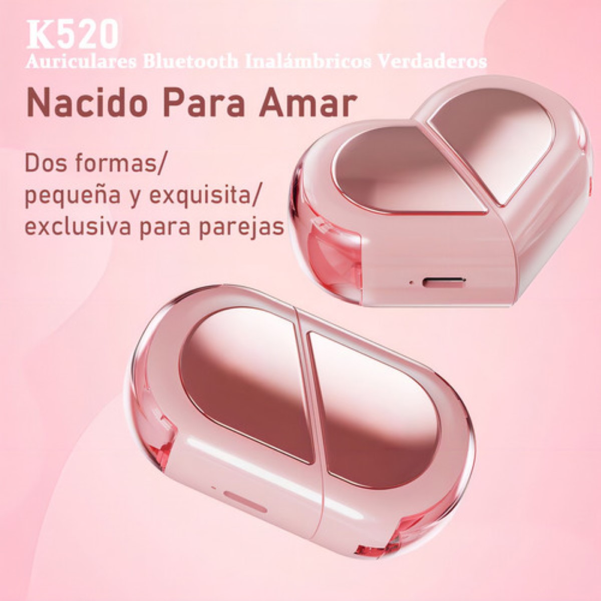 Audífonos Bmani Auriculares Bluetooth Inalámbricos corazon rosa