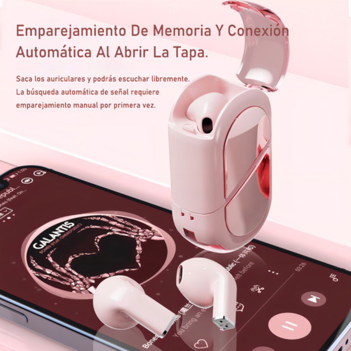 Audífonos Bmani Auriculares Bluetooth Inalámbricos corazon rosa