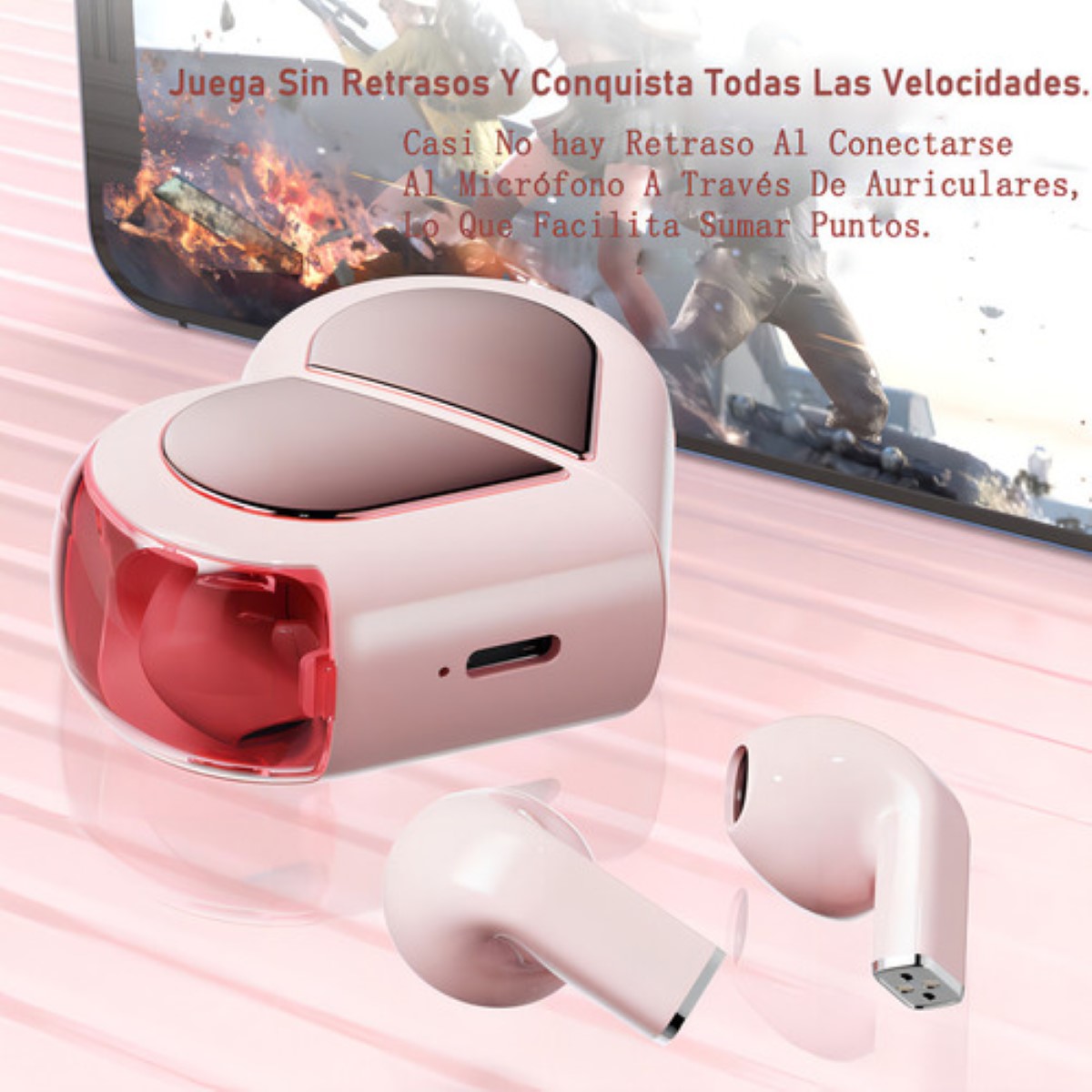 Audífonos Bmani Auriculares Bluetooth Inalámbricos corazon rosa