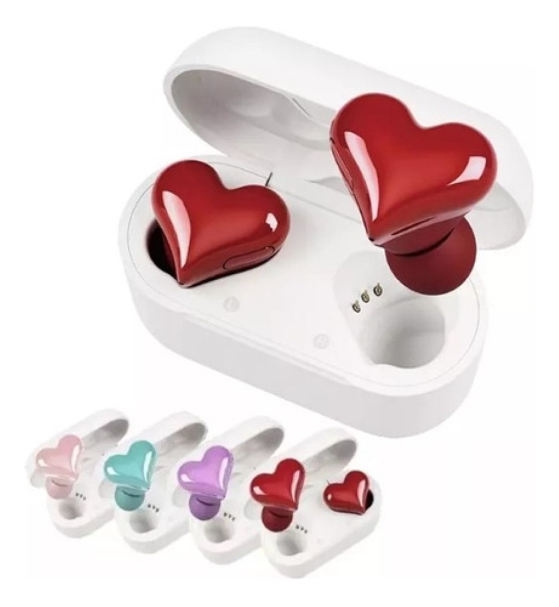 Auriculares En Forma De Corazón Bluetooth Cancelación Ruido ROJO corazon Blanco