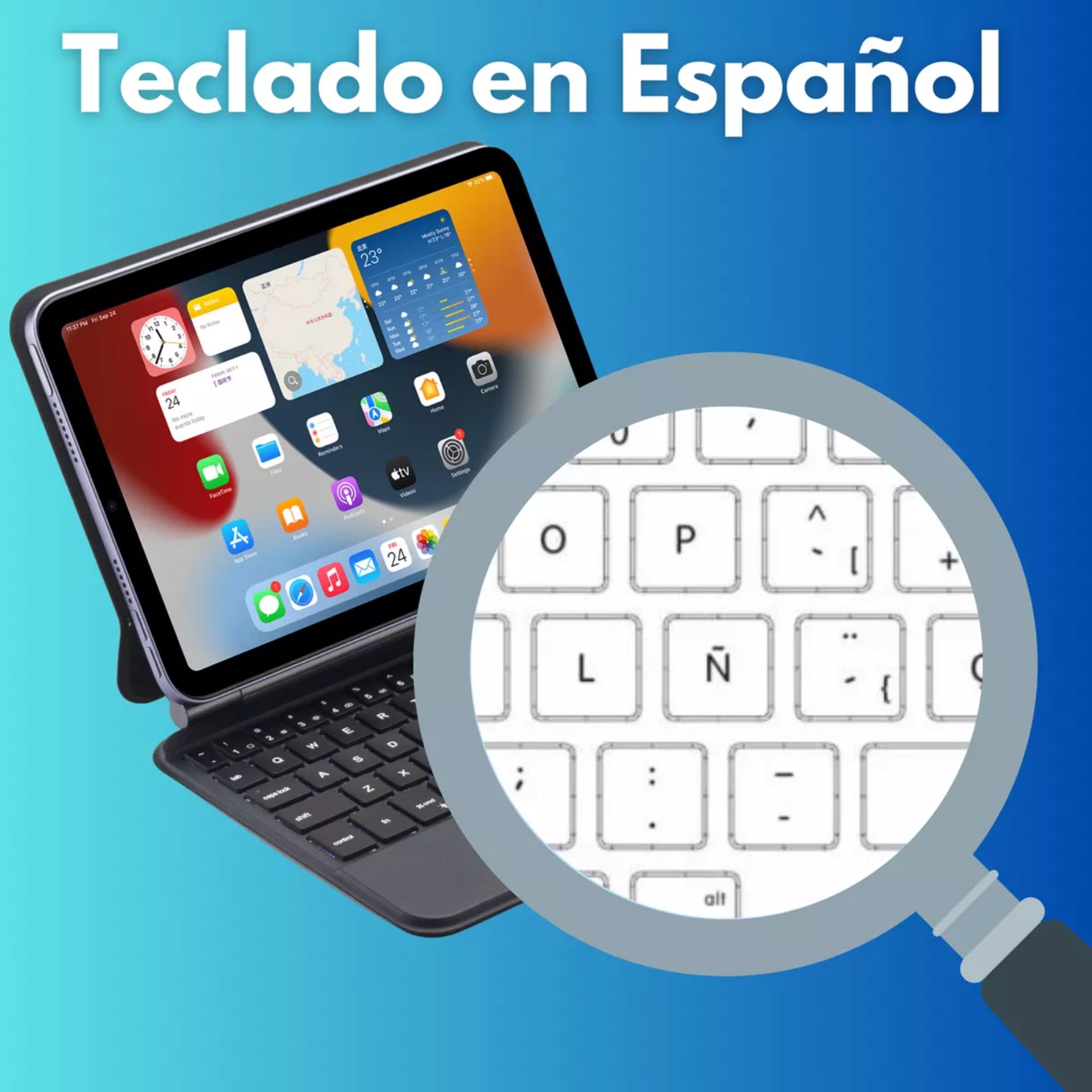 Funda Magic Keyboard Para iPad Mini 6/7 8.3 Teclado Español Color Negro