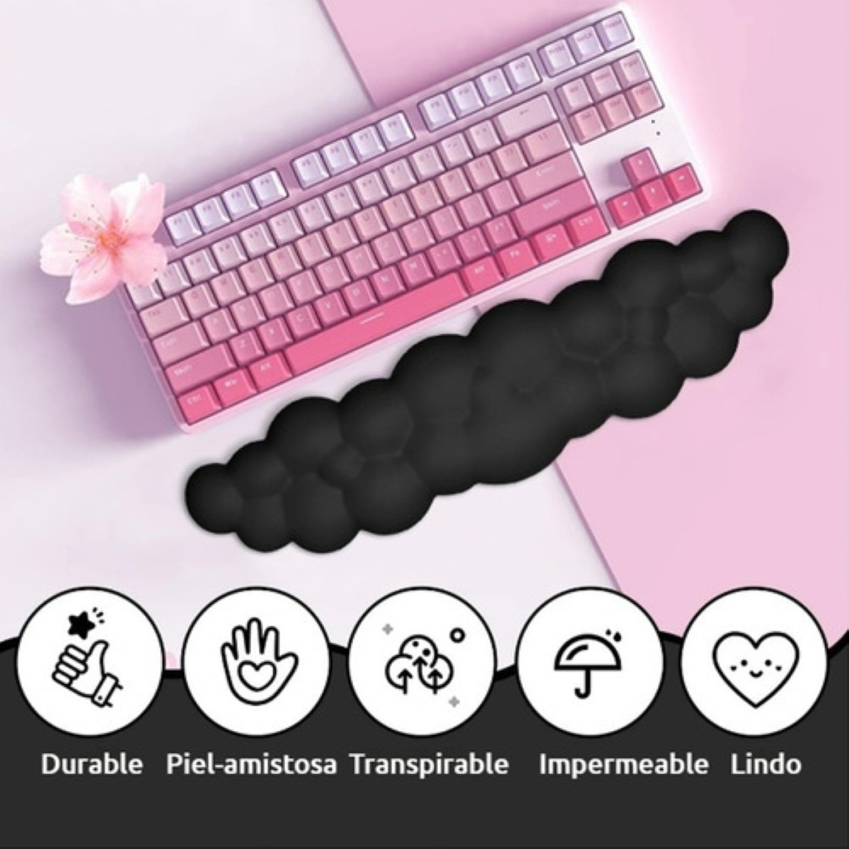 Mouse Pad Ergonómico Set Para Juego De Para Ratón Y Teclado NEGRO