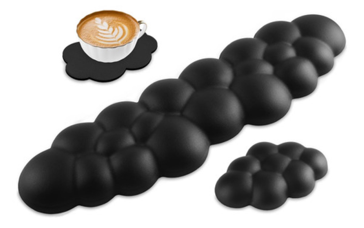 Mouse Pad Ergonómico Set Para Juego De Para Ratón Y Teclado NEGRO