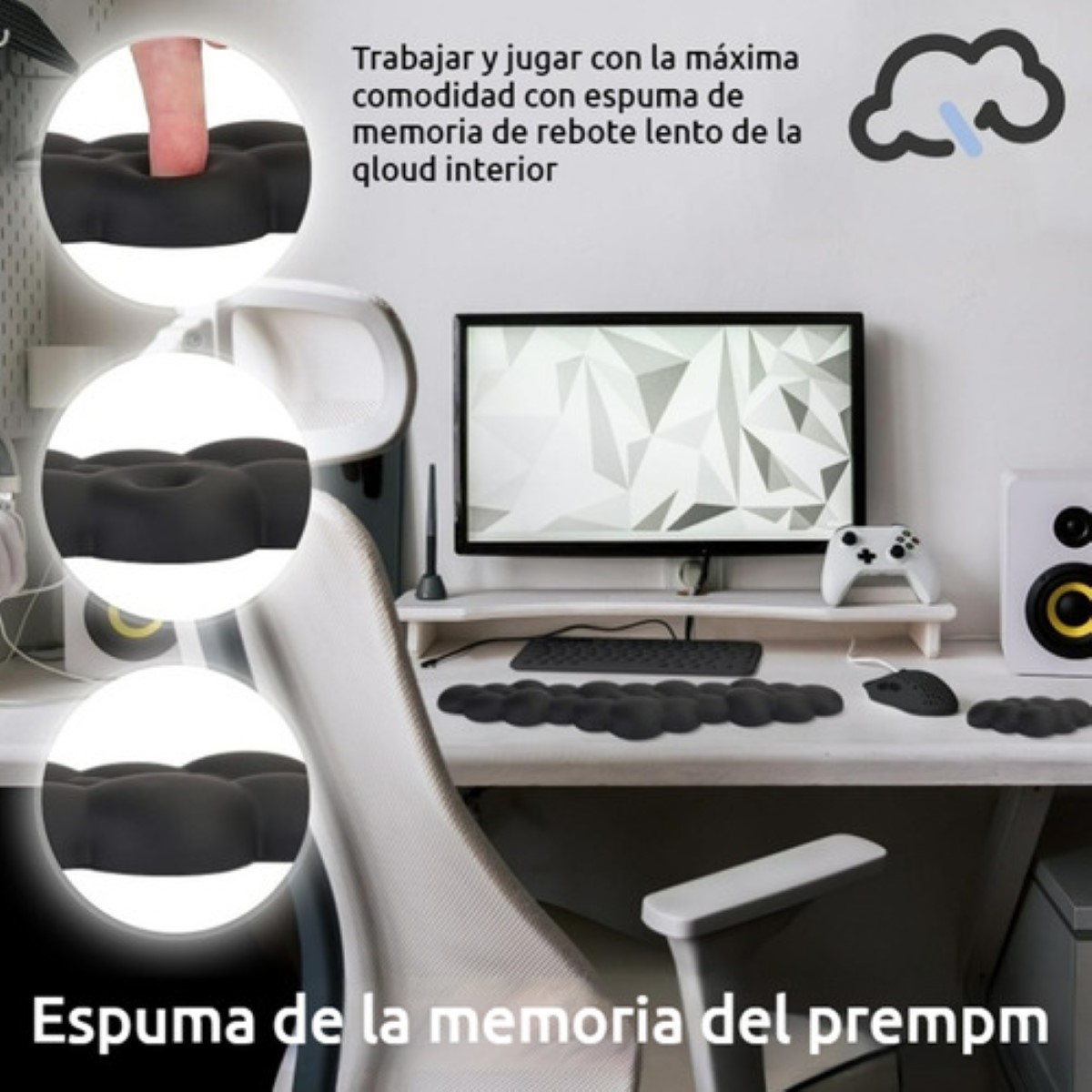 Mouse Pad Ergonómico Set Para Juego De Para Ratón Y Teclado NEGRO