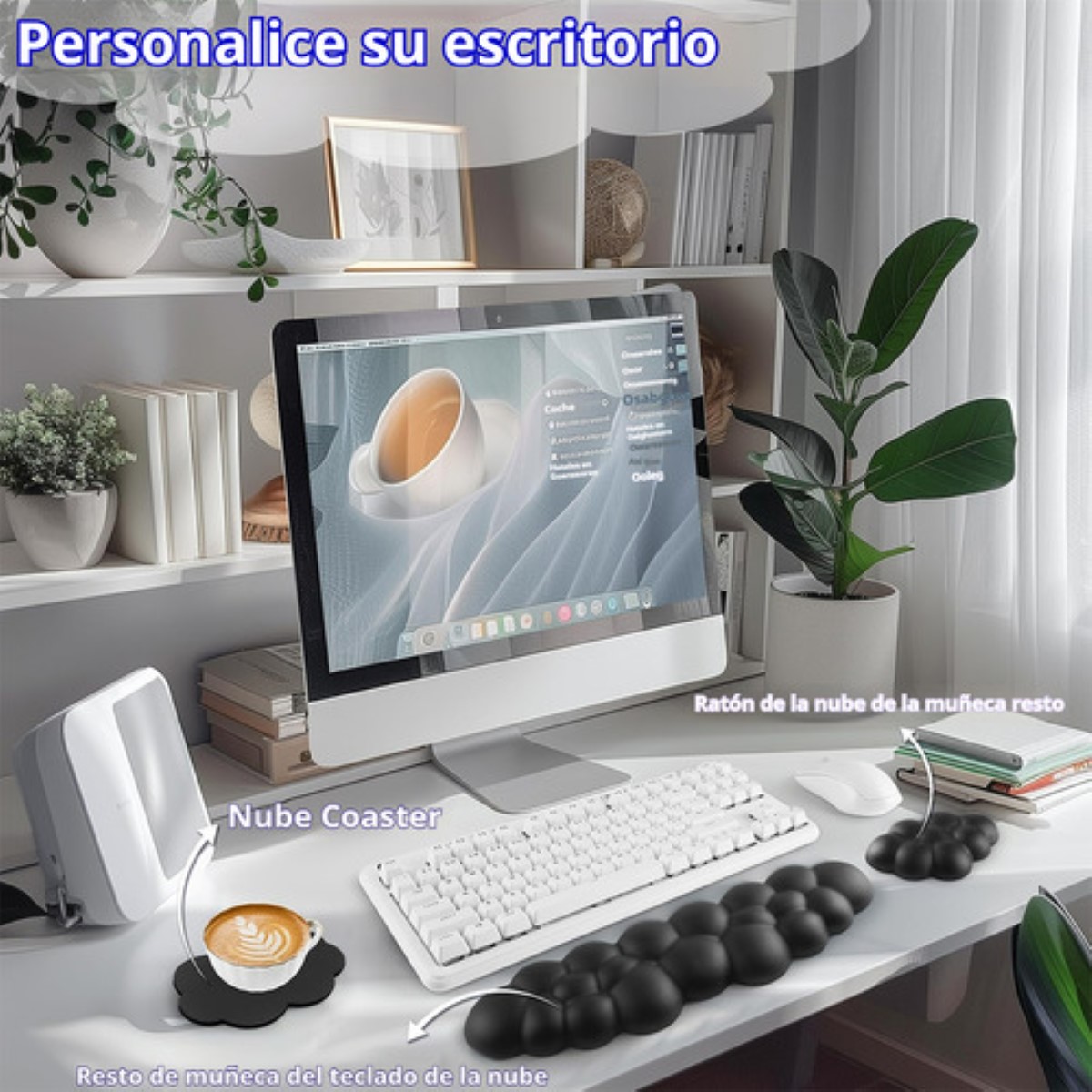 Mouse Pad Ergonómico Set Para Juego De Para Ratón Y Teclado NEGRO