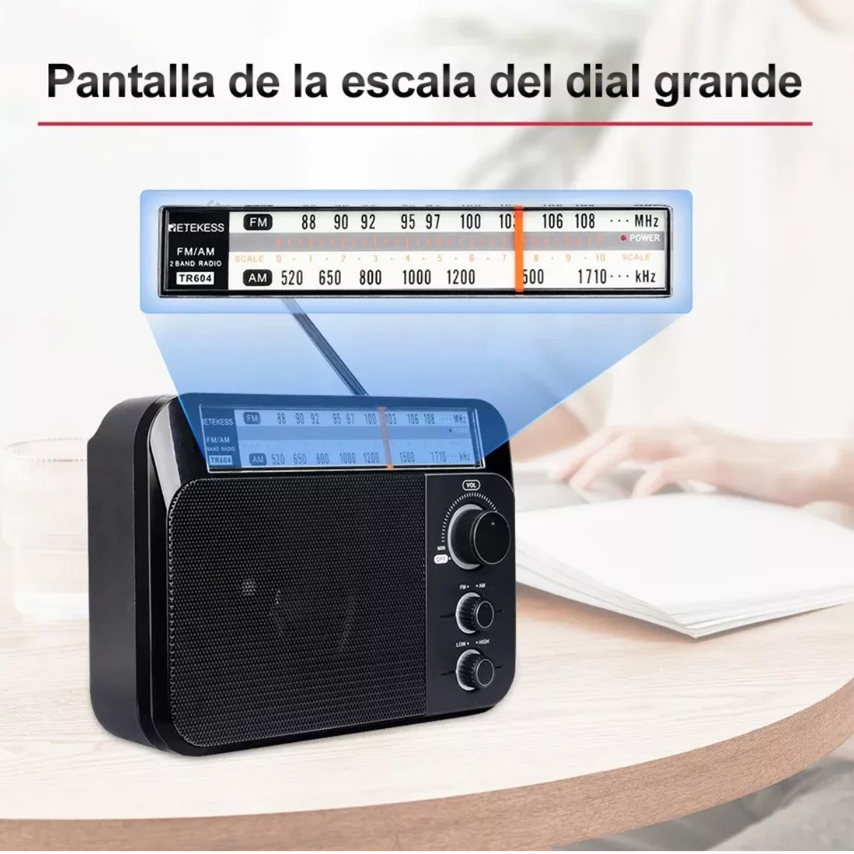 Radio Am Fm Portátil Para Mayores Con Esfera Y Pomo Grande