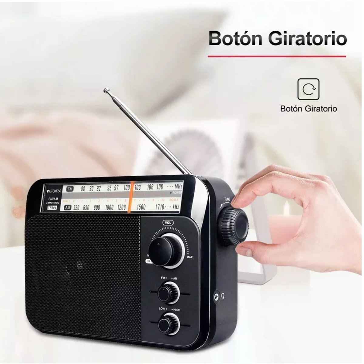 Radio Am Fm Portátil Para Mayores Con Esfera Y Pomo Grande