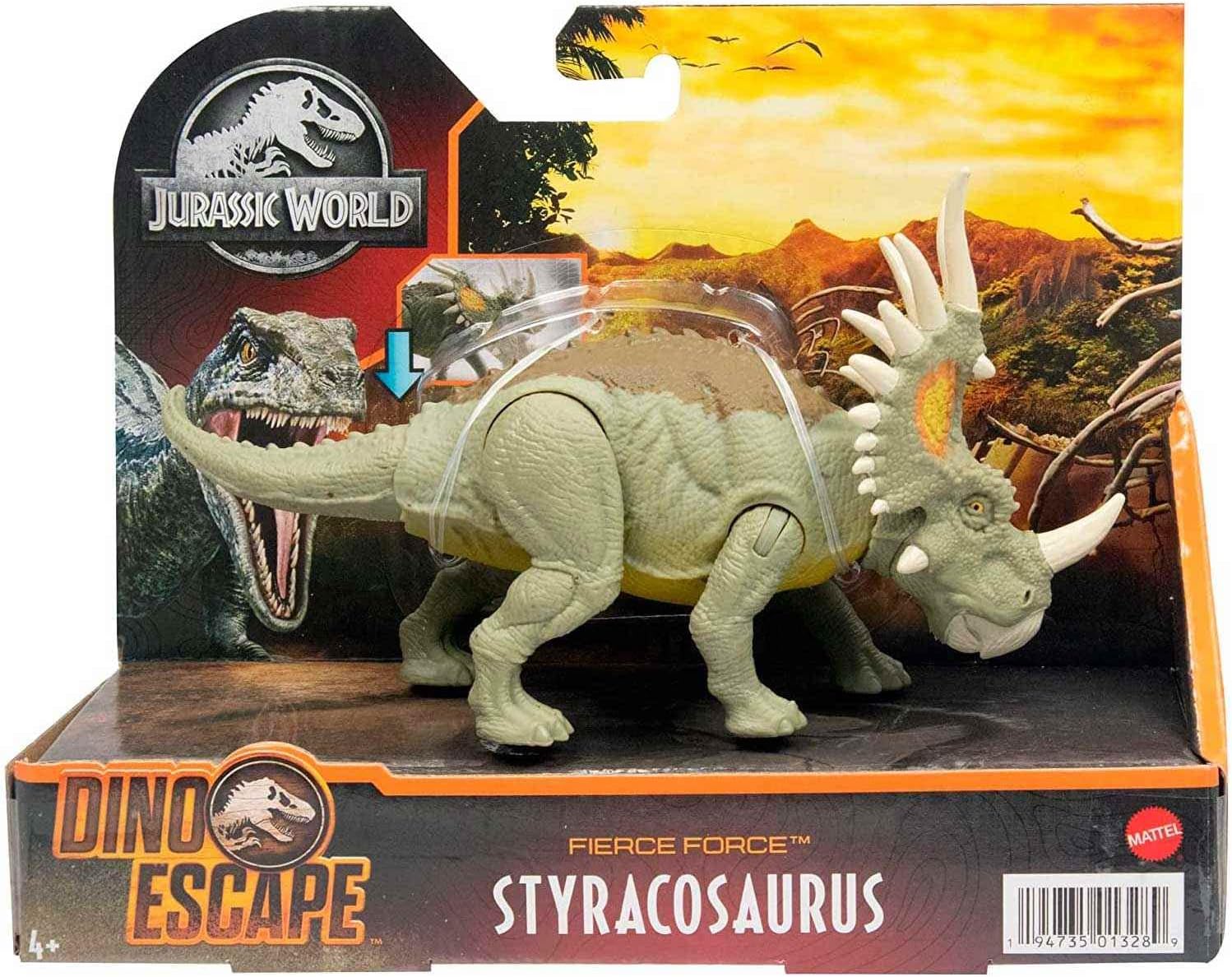 Styracosaurus Jurassic World Fierce Force Campo Cretácico Dinosaurio Strike Motion Figura de acción Mattel