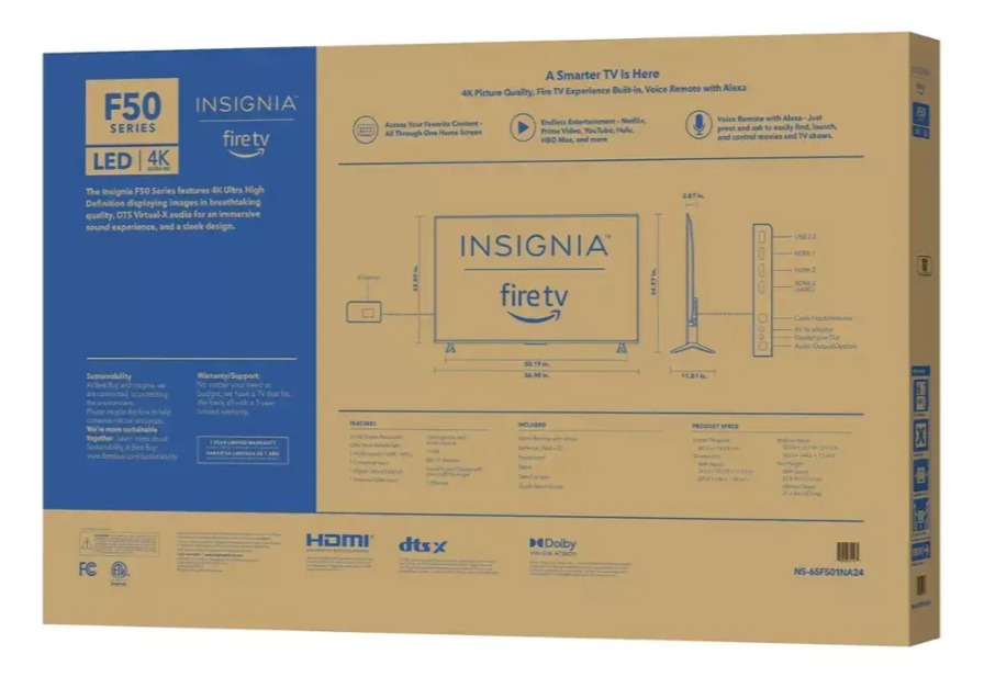 Pantalla 65 Insignia 4k Uhd F50 Fire Tv  Modelo 2024