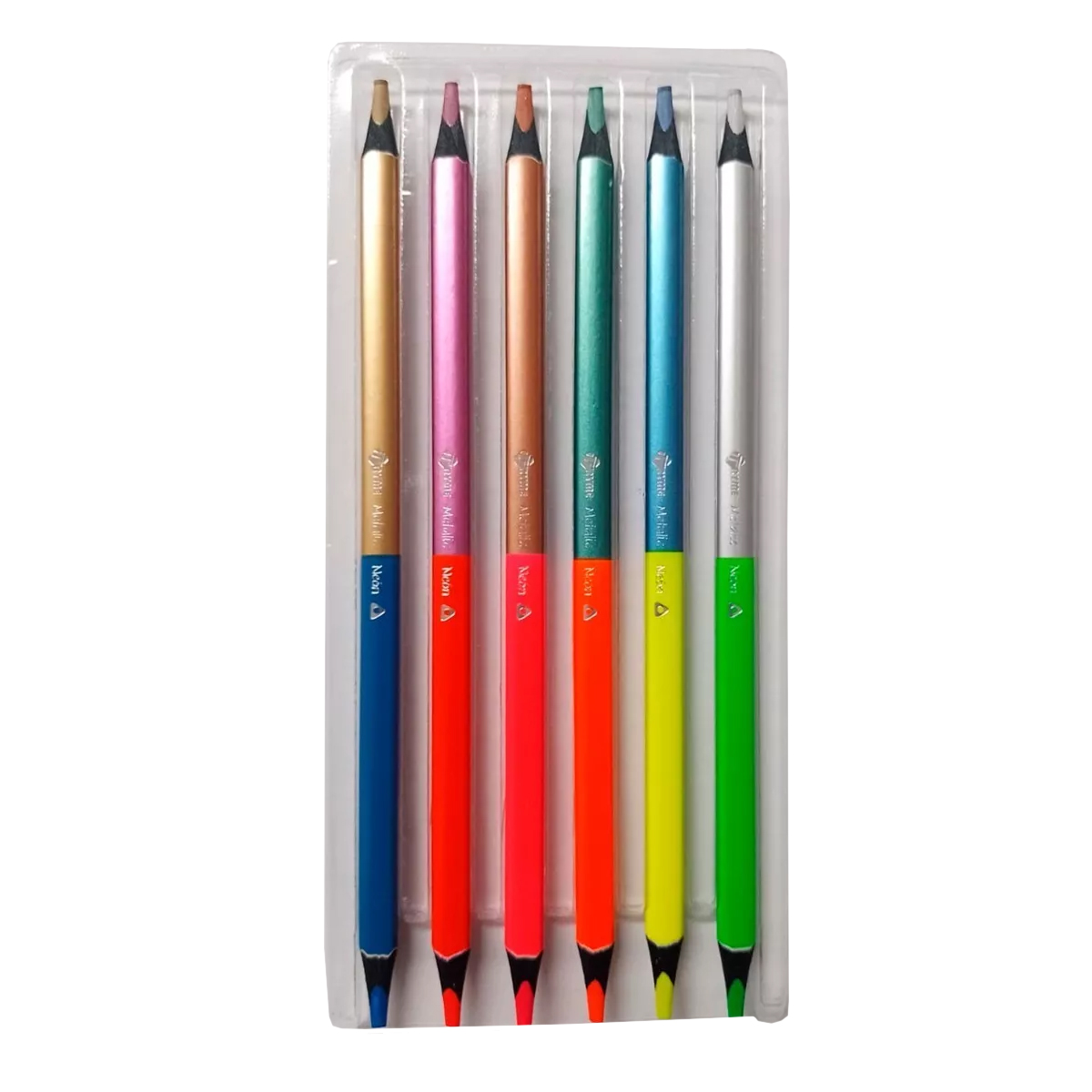 Lápices de colores metálicos neón 6 piezas de colores duo