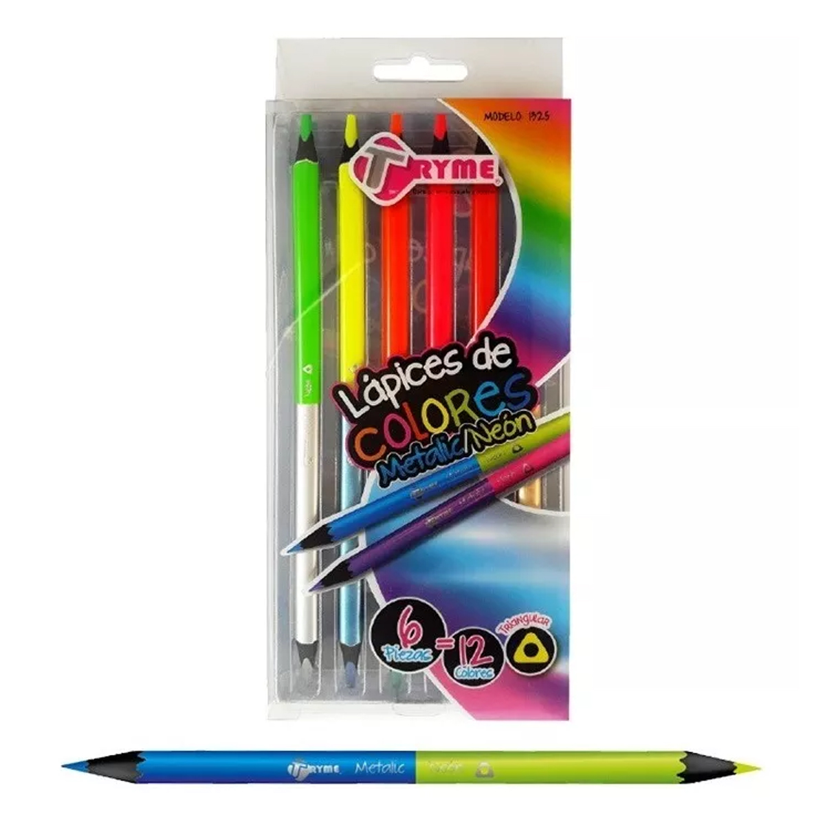 Lápices de colores metálicos neón 6 piezas de colores duo