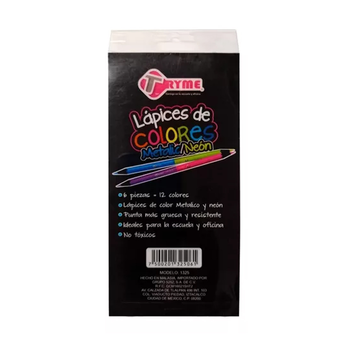 Lápices de colores metálicos neón 6 piezas de colores duo