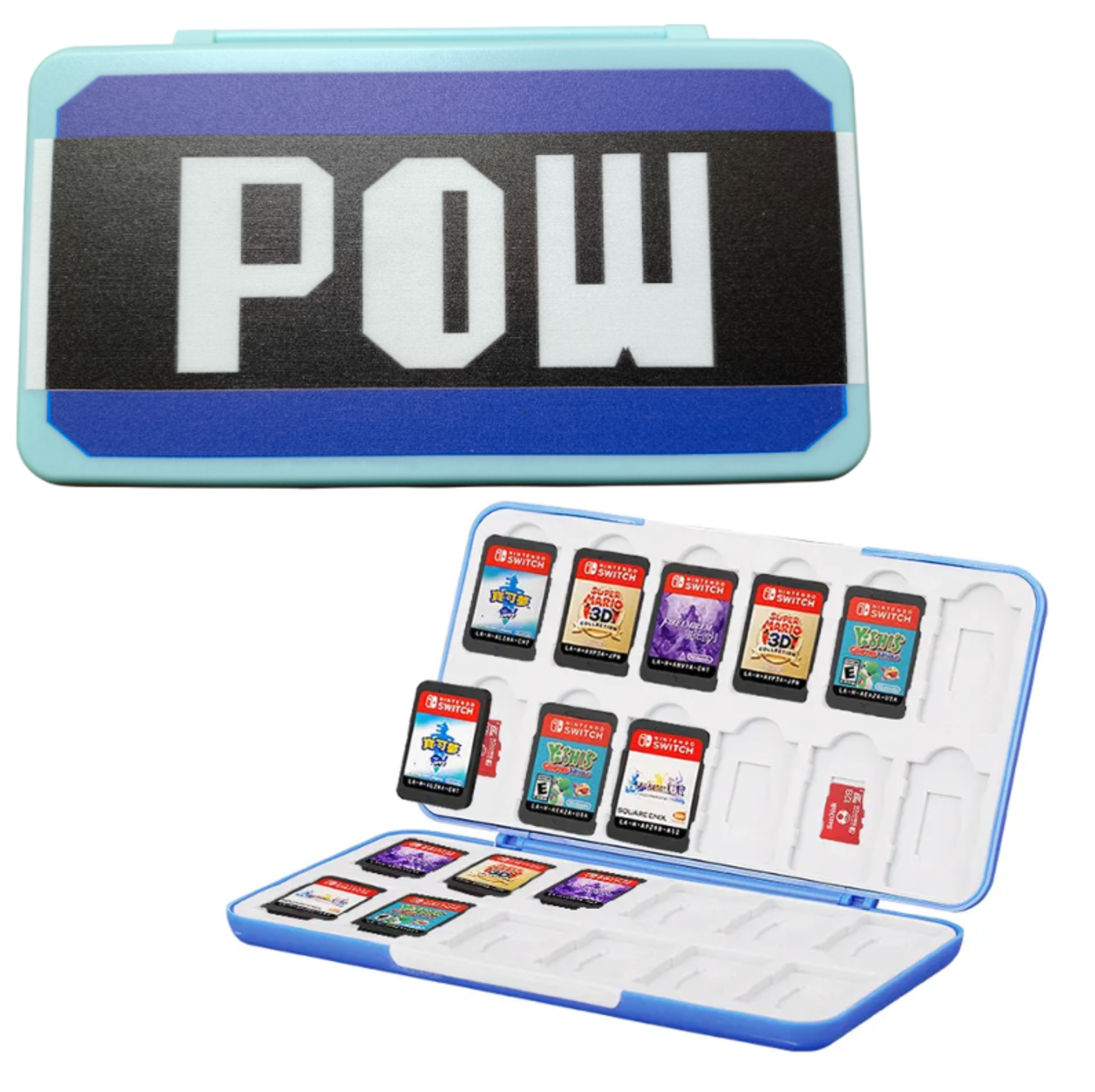 Estuche Porta Juegos/Tarjetas Microsd Para Nintendo Switch/oled Super Mario POW.