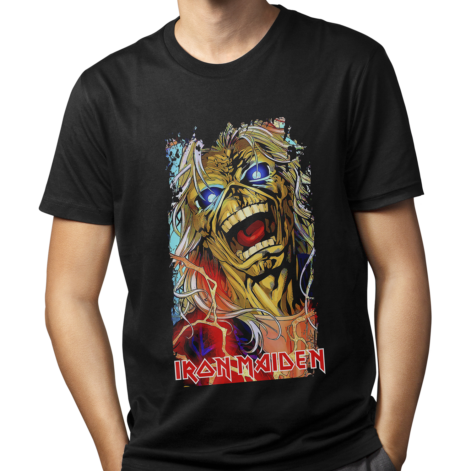 Playera para hombre Iron Maiden: Eddie en Llamas XOLO