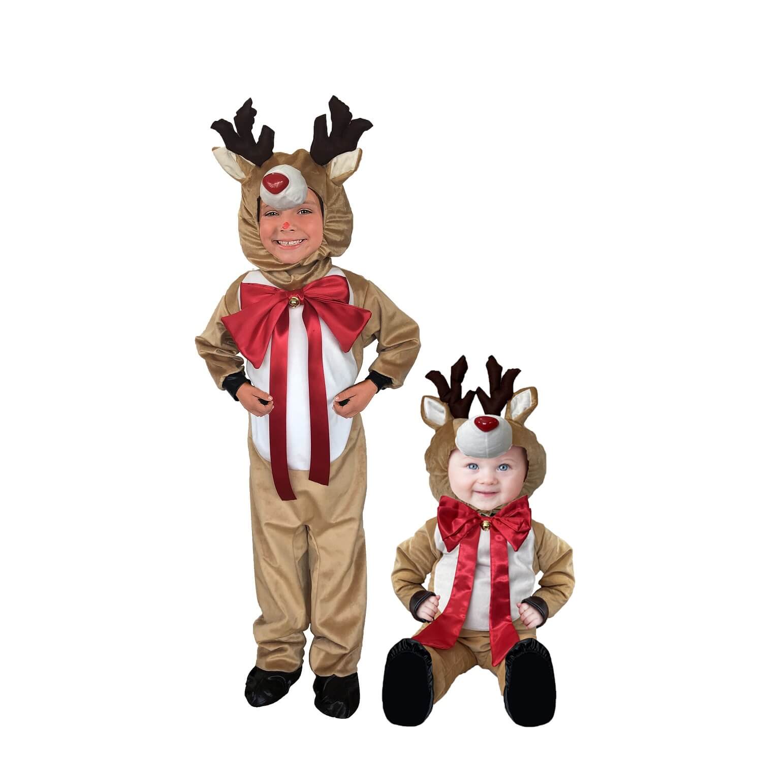 Disfraz de Rodolfo el Reno - Traje Navideño - Vestuario Pastorela - Mameluco Animales Navidad - Disfraces Renos Navideños para Bebé, Niñas y Niños