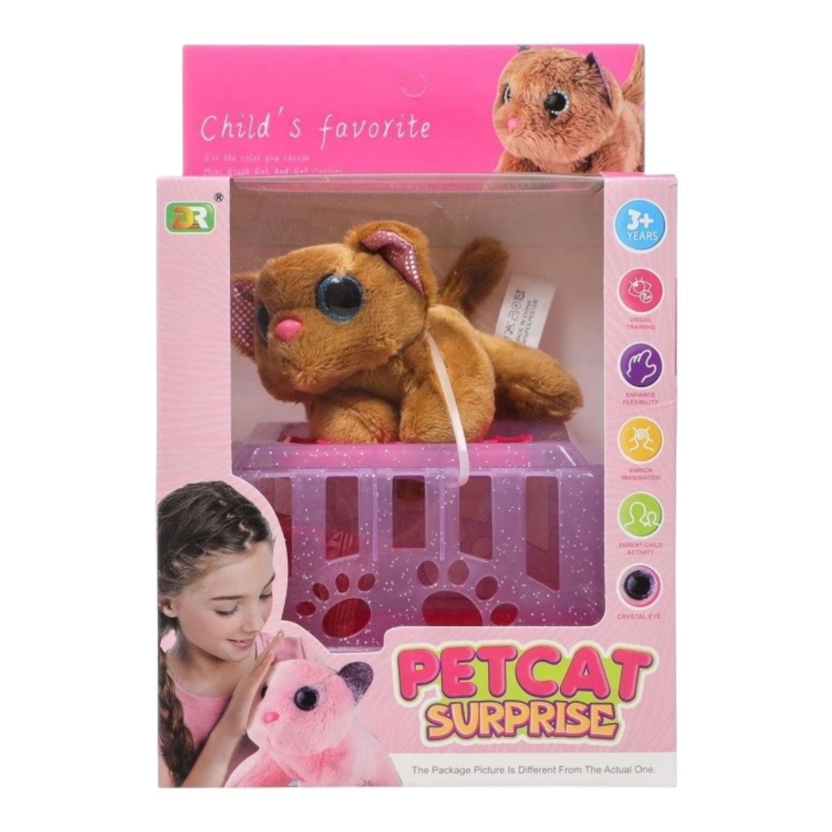 Gato Peluche Mascota Con Jaula