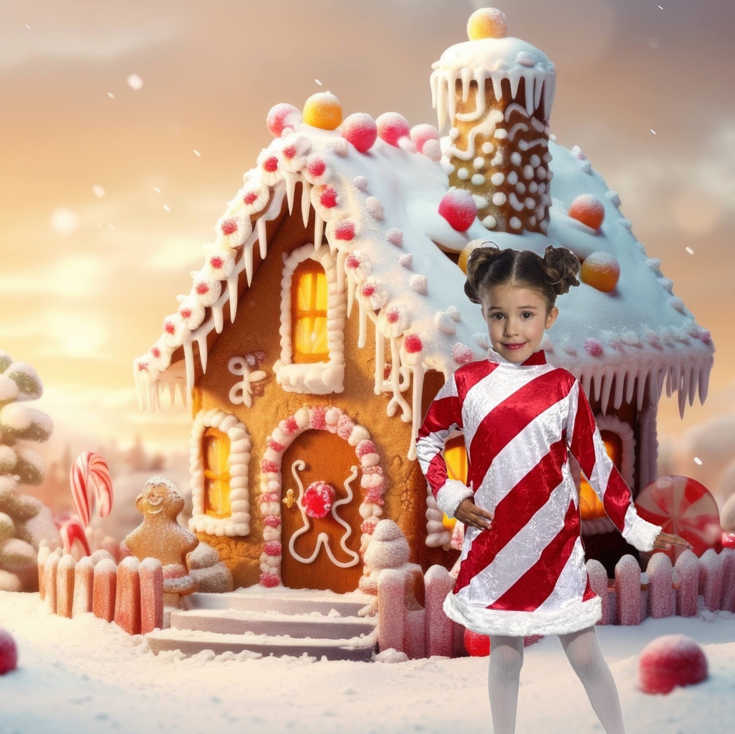 Disfraces de Caramelos - Disfraz de Bastón Navideño - Vestido para Niñas de Navidad y Pastorela - Traje de Caramelo - Vestuario Festival Escolar