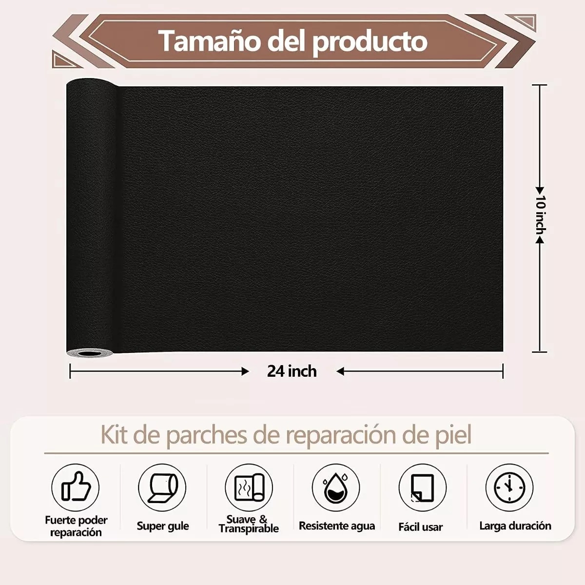 2pcs Parche Autoadhesivo Para Reparación De Vinilo O Cuero Black