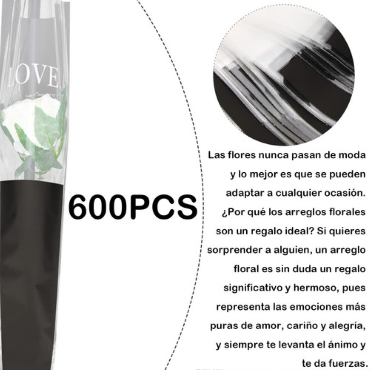600 Pliegos Papel Celofán Coreano, Ramos, Arreglos Flores negro