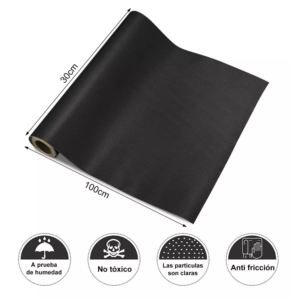 2pcs Parche Autoadhesivo Para Reparación De Vinilo O Cuero Black