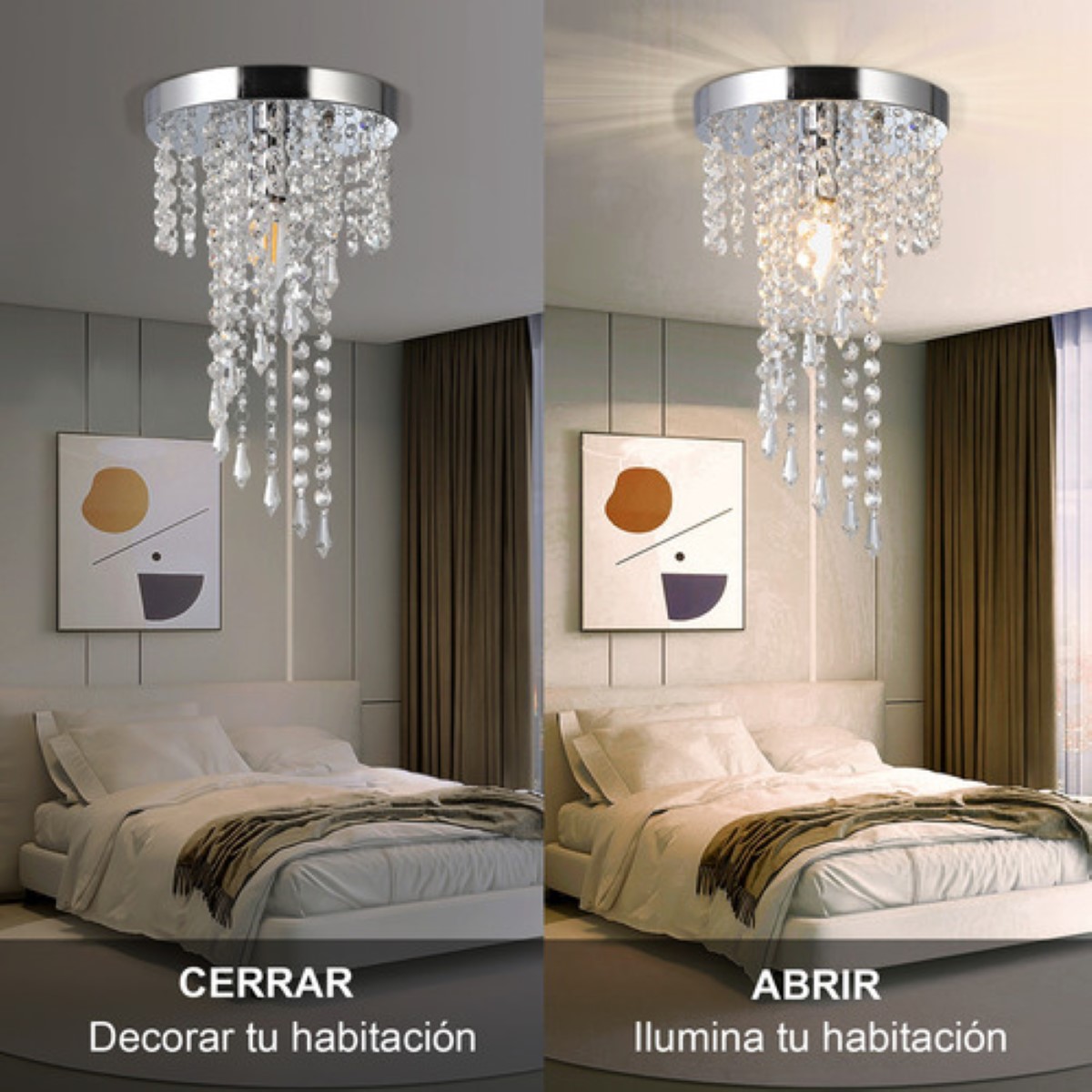 Lámpara de Techo Colgante Led Moderna Decorativa De Cristal Base Plata