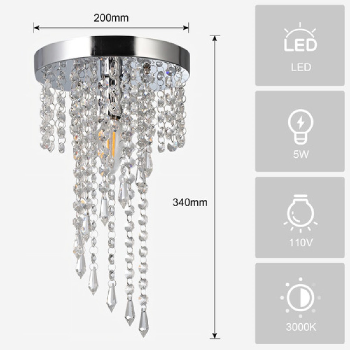 Lámpara de Techo Colgante Led Moderna Decorativa De Cristal Base Plata