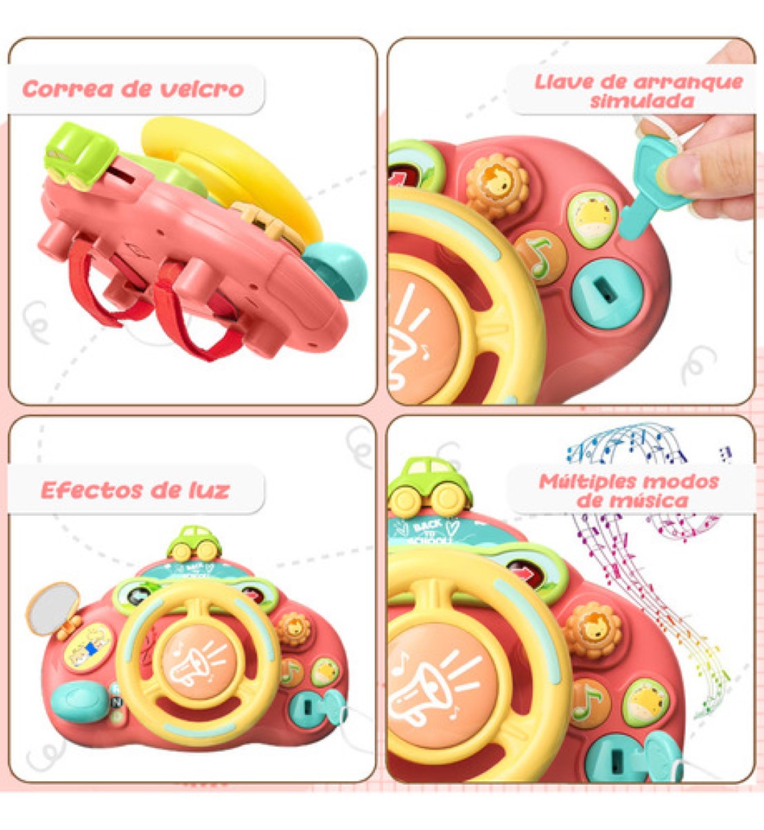 Juguete Interactivo Juego Volante Para Bebé Con Luz Y Sonido Hot Bee rojo
