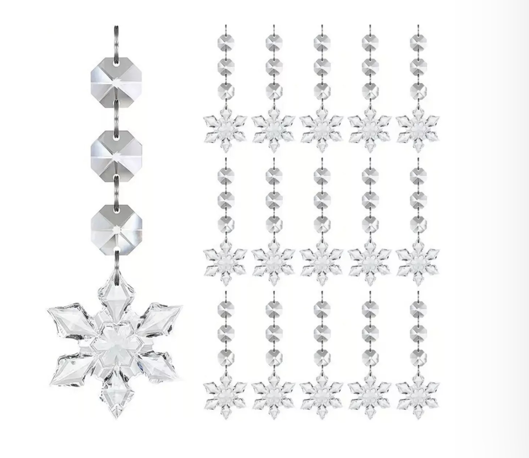 30pc Adornos Copos De Nieve Cristal Decoración Arbol Navidad