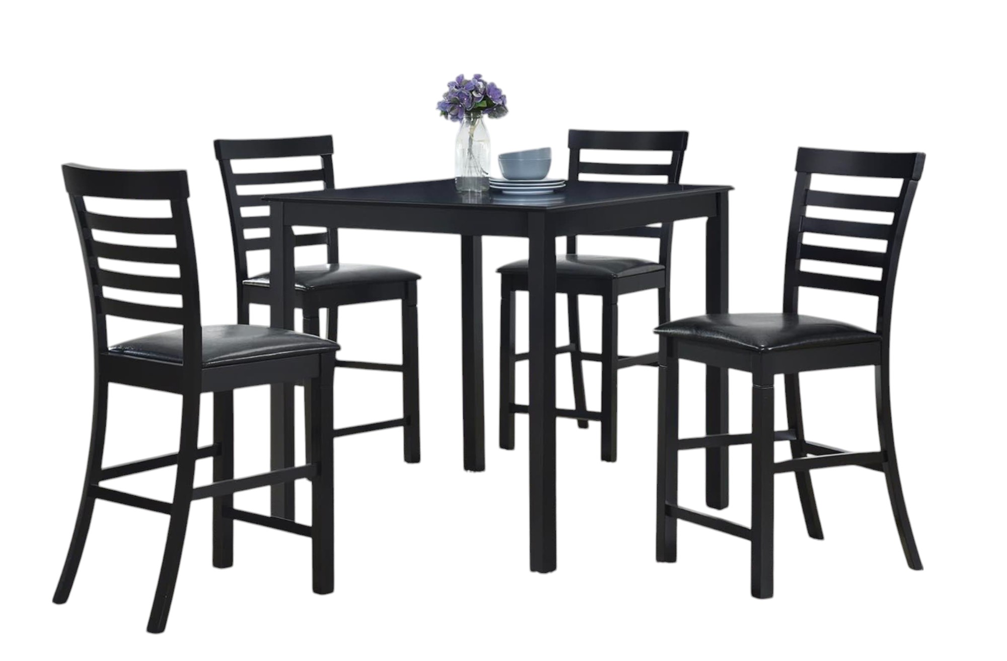 Comedor Cuadrado Alto 4 Sillas Evangeline Madera Solida