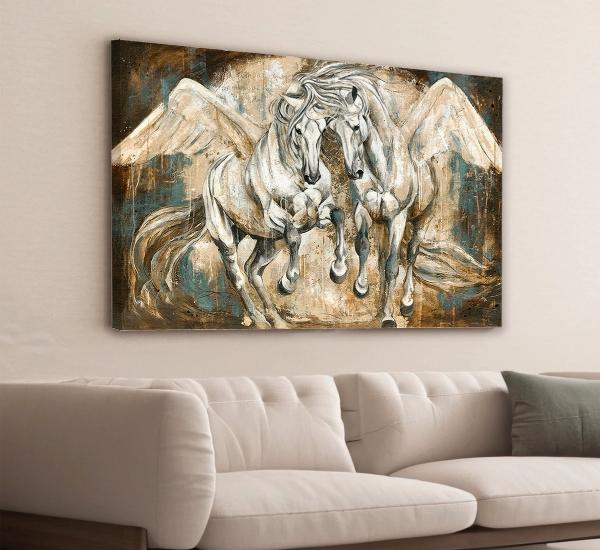 Cuadro Caballos Corriendo Moderno En Canvas Alta Calidad Hd