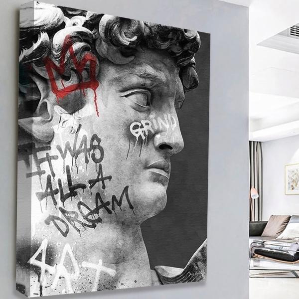 Cuadro Estatua Ángel Dioses Griegos Graffiti Canvas 90x60 Cm