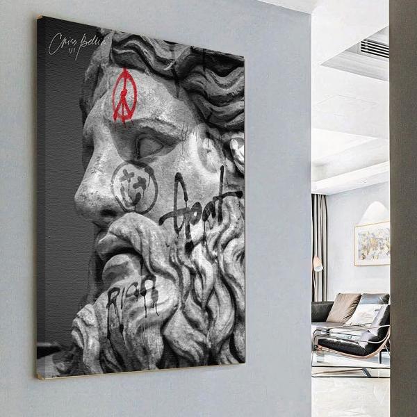 Cuadro Estatua Ángel Moderno Graffiti Grande Canvas 140x90cm.