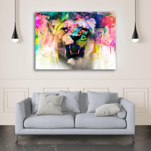 Cuadros Decorativos Abstracto Moderno Animales Colores 4k