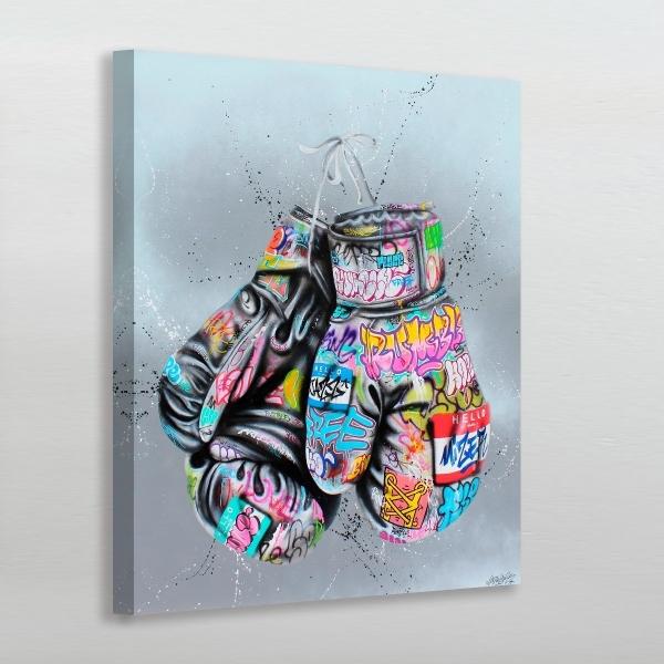 Cuadro Decorativo Guantes De Box Grafiti Oficina Gimnasio