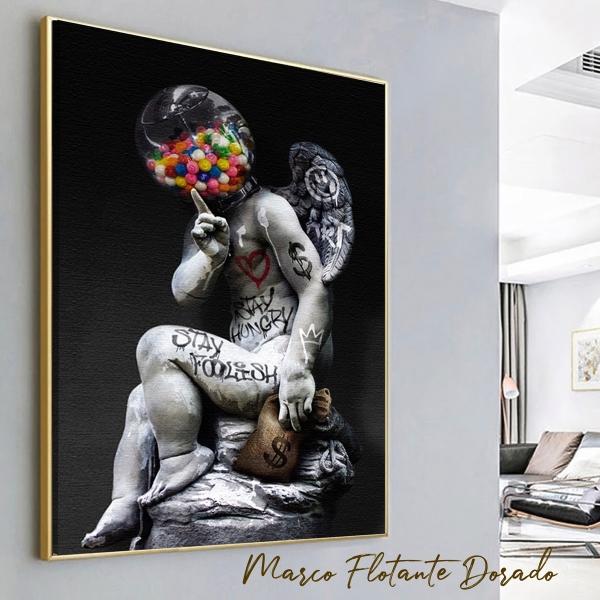 Cuadro Estatua Ángel Moderno Graffiti Grande Canvas 140x90cm