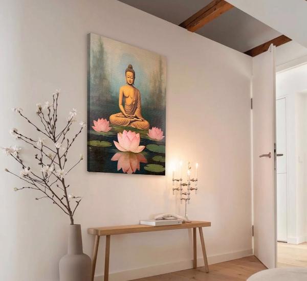Cuadro Buda Pintura Moderno Decorativo En Lienzo Canvas Algodón No Sintetico Tipo Oleo