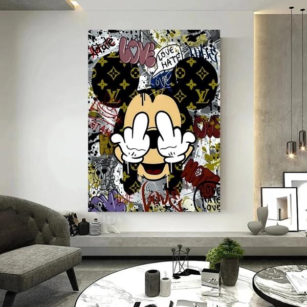 Cuadro Mickey Mouse Graffiti Canvas Grueso 70x100 Hd Premium
