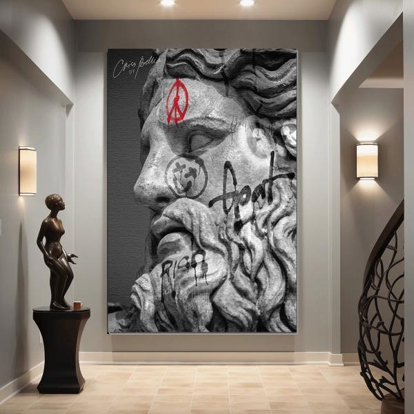 Cuadro Estatua Ángel Moderno Graffiti Grande Canvas 140x90cm.