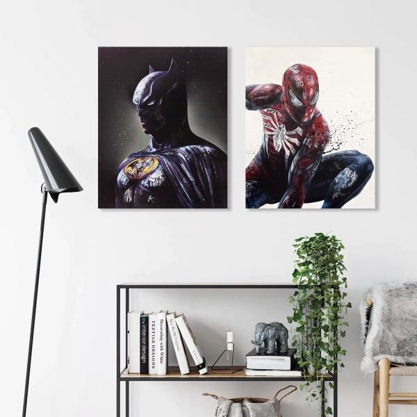 Set Cuadros Batman Spiderman Graffiti Style Canvas Artistico