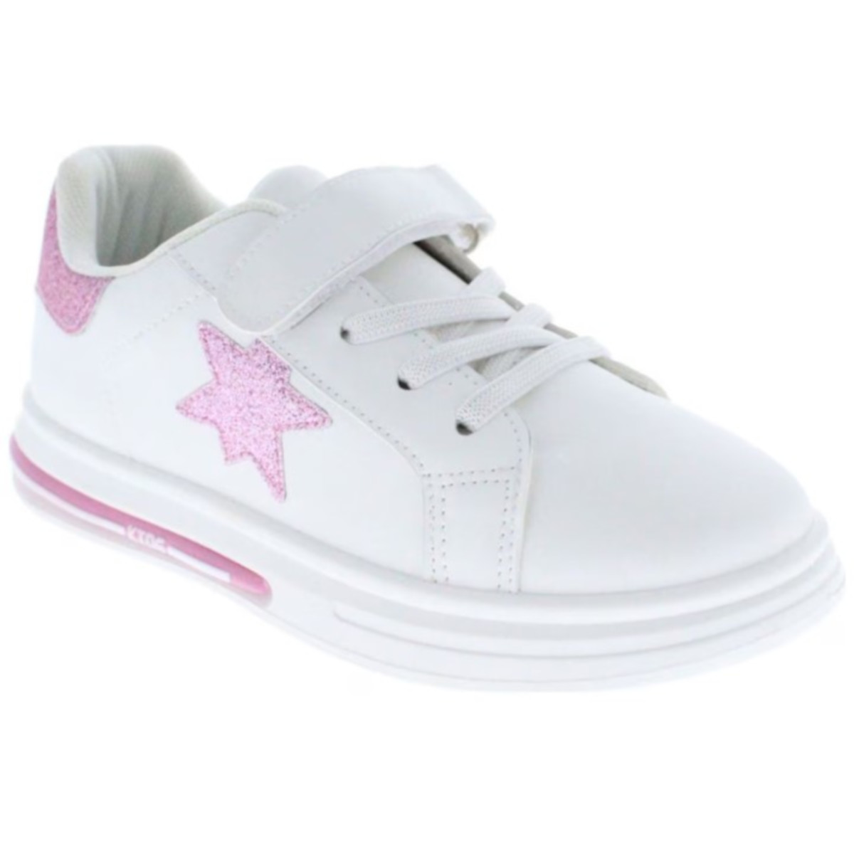 Tenis Swiss Navy Para Niña - Velcro - Blanco con estrella rosa
