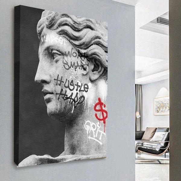 Cuadro Estatua Ángel Moderno Graffiti Grande Canvas 140x90cm