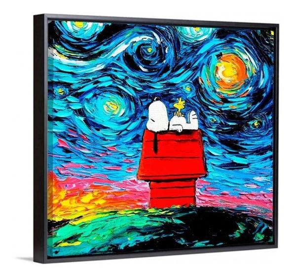 Cuadro Canvas Algodón Snoopy Charlie Brown Noche Estrellada