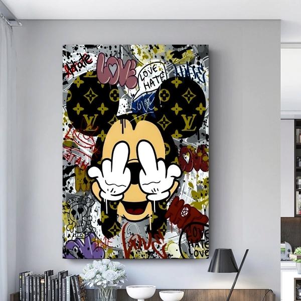 Cuadro Mickey Mouse Graffiti Canvas Grueso 70x100 Hd Premium