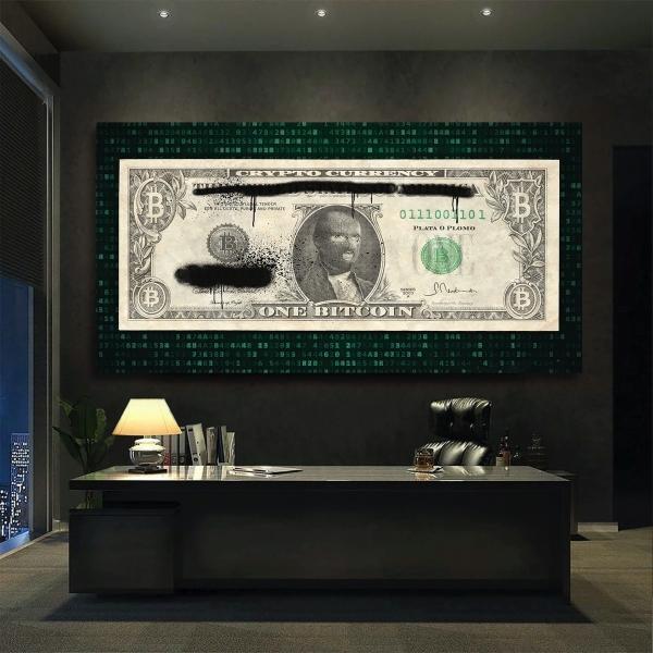 Mega Billete Crypto Bitcoin Cuadro Canvas Matrix 140x80 Xgde